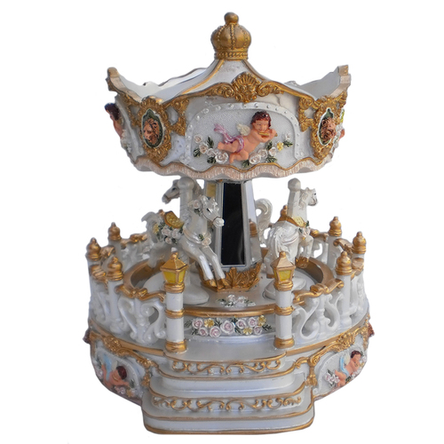 Lion Head And Cupid Musical Carousel 17cm