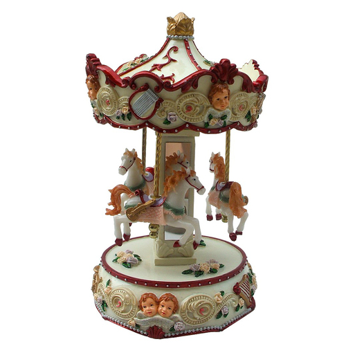 Carousel Cherub And Horses Musical 22.5cm