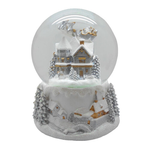 White and Silver Musical Snowglobe 12cm