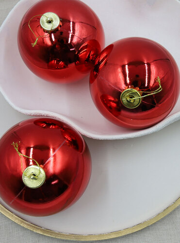 RED Christmas Baubles 120mm Gloss