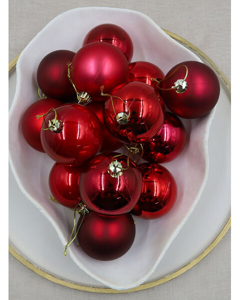 RED DARK RED 70mm Christmas Baubles Gloss Pearl Matt