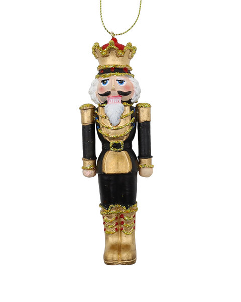 Black and Gold Nutcracker Hanging Decoration 13cm