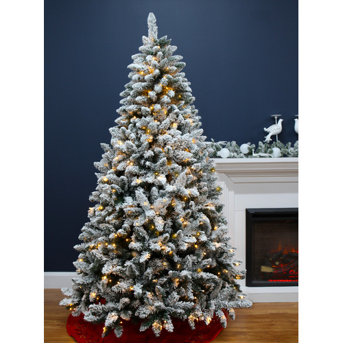 Bavarian Snow Flocked Fir Pre-Lit Christmas Tree