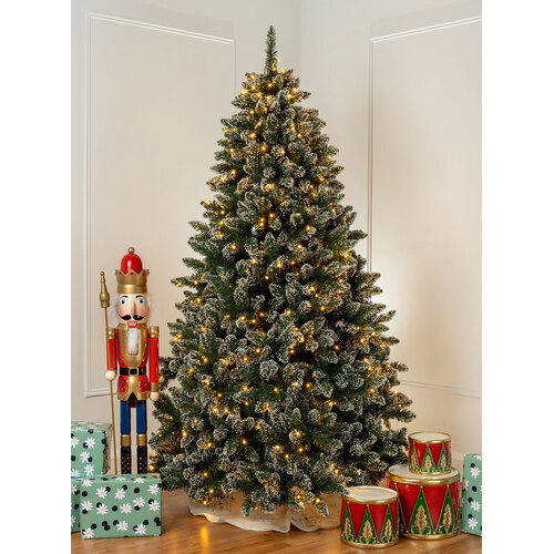 Bavarian Snow Tipped 12ft 3.6m Pre Lit Christmas Tree