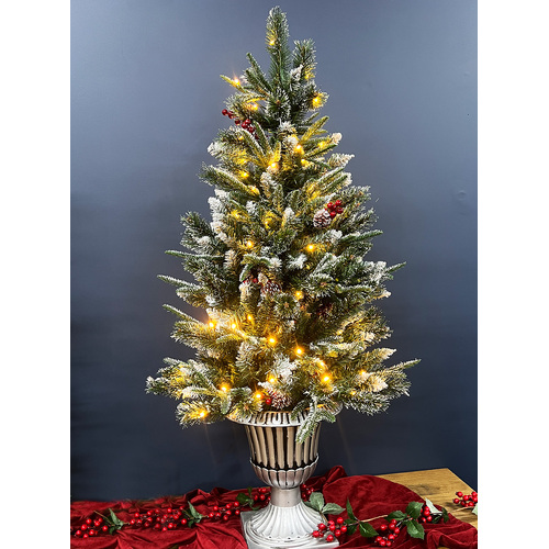 Snowy Mountains Potted Pine 4ft /120cm Pre-Lit Christmas Tree