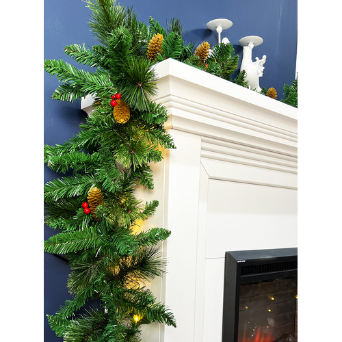 15m Christmas Garland Green   Pre-Lit 150 Warm White Lights