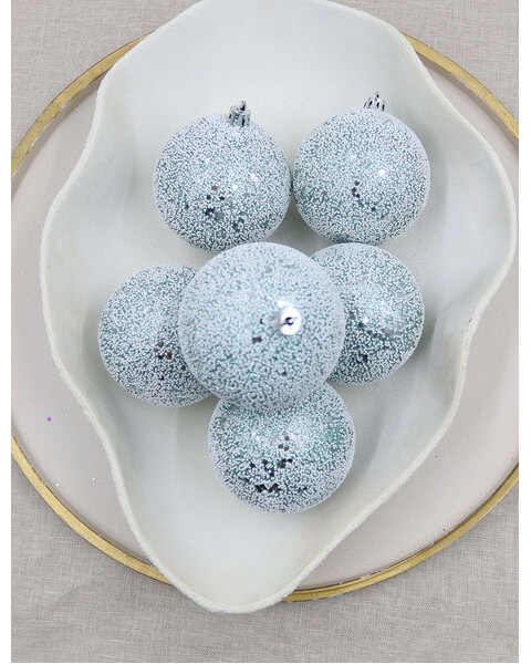 Mint Sparkle baubles 6pk