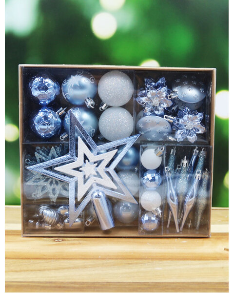 Light Blue Christmas Tree 45pc Bauble Pack