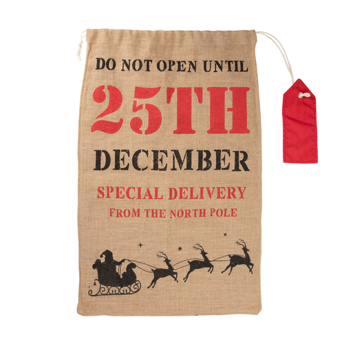 Hessian Santa Sack with big red tag