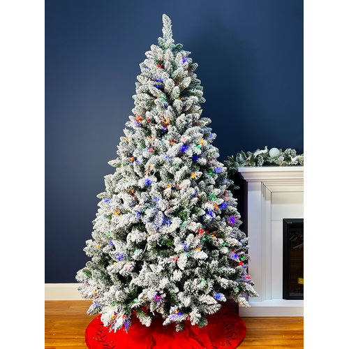 Bavarian Snow Flocked Fir 7ft /2.1m Pre-Lit Christmas Tree