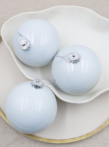 WHITE Christmas Baubles120mm 3 Balls Gloss
