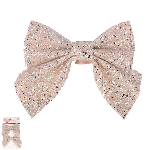Champagne Glitter Christmas Bows Pack Of 2