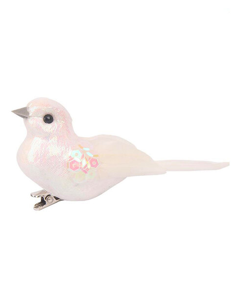 White Bird with Feathered Tail Ornament
