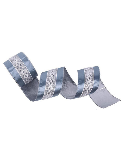 Silver Luxe Embroidery Double Sided Wire Edge Ribbon 10m