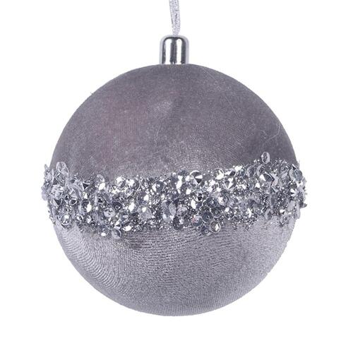 Christmas Baubles Taupe Velvet 100mm