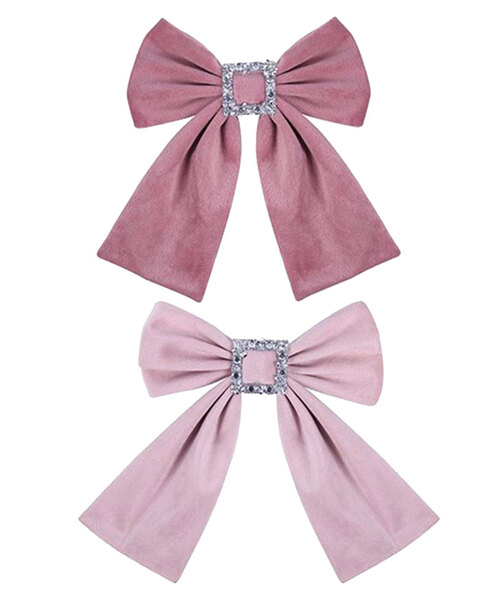 Dusty Pink & Pale Pink Christmas Tree Bow Velour 2 Pack