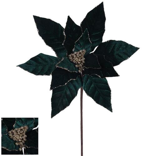 Forest Green Poinsettia Flower Pick 45cm
