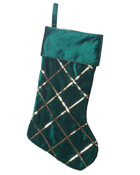 Green Lattice Christmas Stocking
