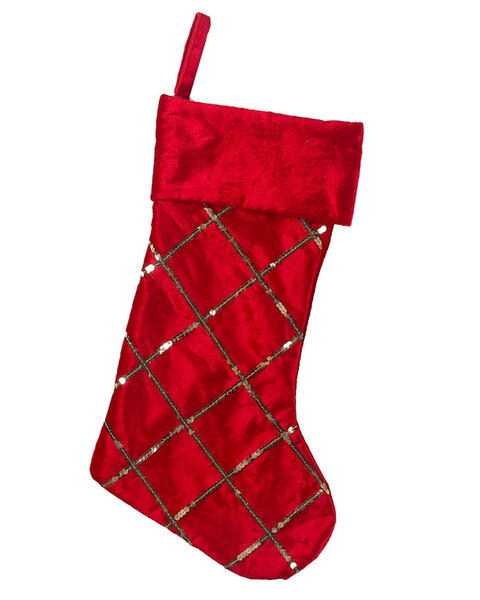 Red Lattice Christmas Stocking