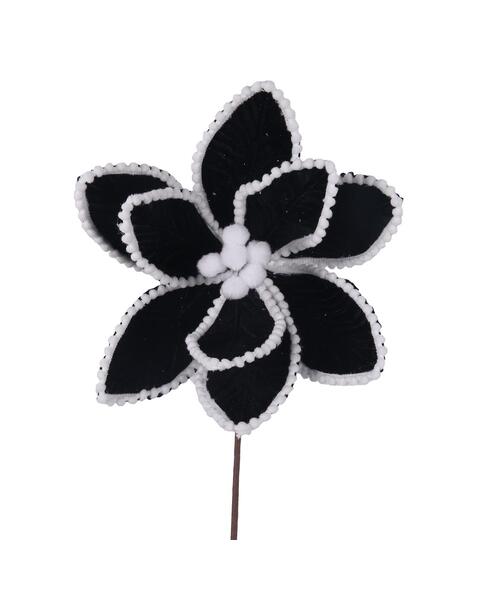 Black Poinsettia Flower Pick 28cm 2 Pack