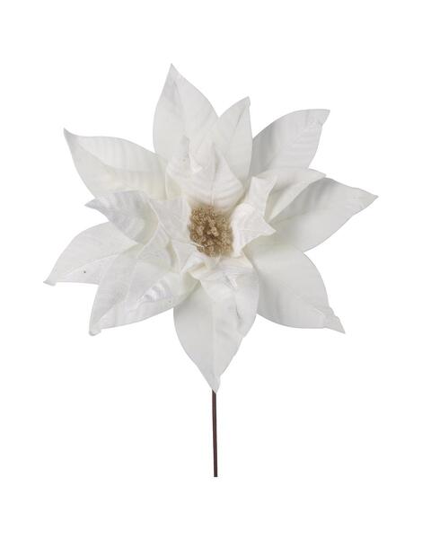 White Velour Poinsettia Pick 45cm Wide