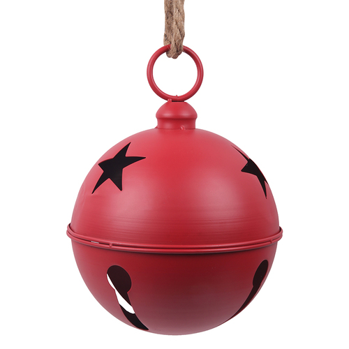 Red Metal Bell Hanging Decoration 24cm