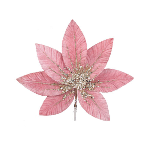 Pink Velour Pick Spray With Clip 45cm