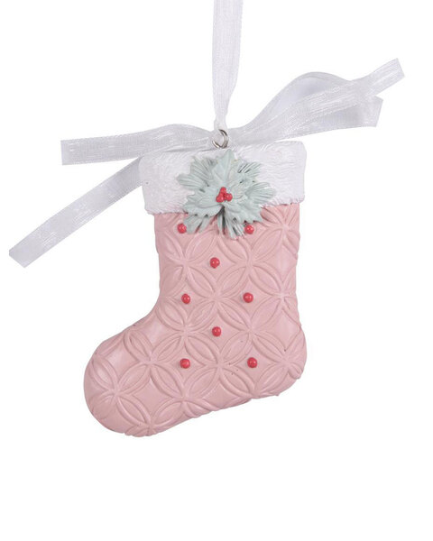 Pink Christmas Tree Stocking Ornament 65mm