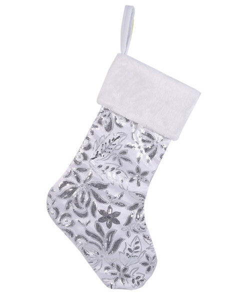 Silver and white Christmas Stocking