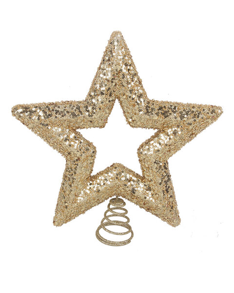 CHAMPAGNE GLITTER STAR TREE TOPPER 29CM