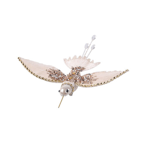 Champagne Bird With Clip Tree Ornament 19cm
