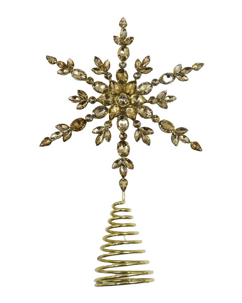 AMBER GLASS SNOWFLAKE TREE TOPPER 20x29CM