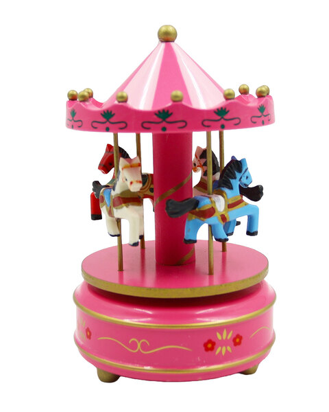 WOODEN Musical Carousel - Hot Pink